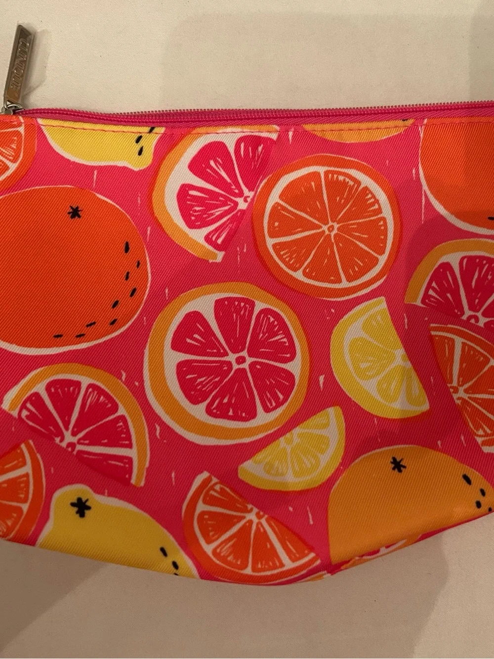 New Clinique Bright Citrus Zip Pouch - Pink